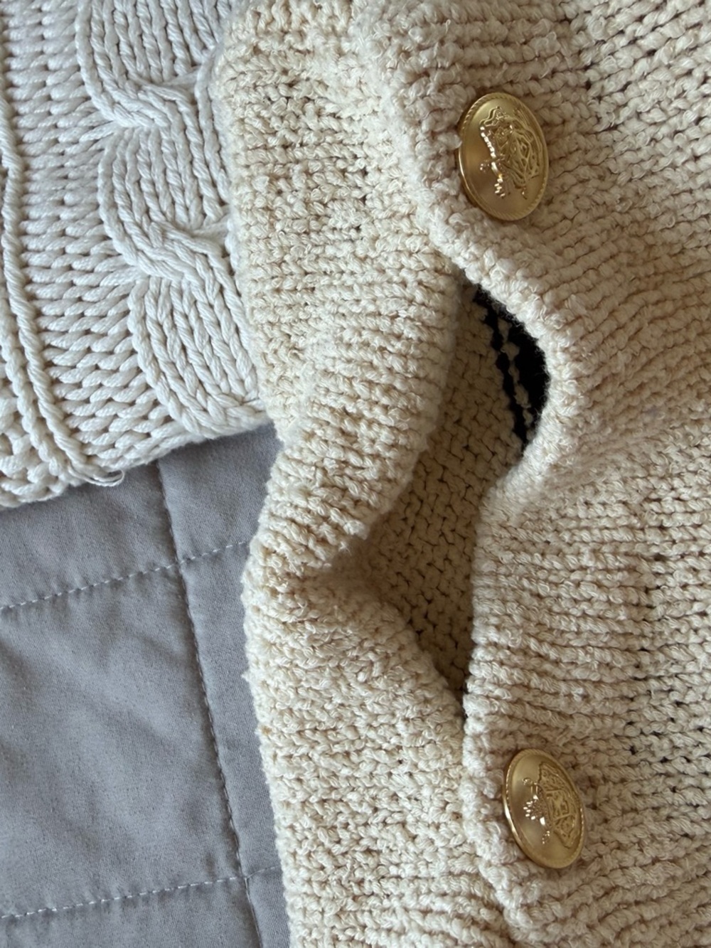 J. Crew Cream and Black Striped Boatneck Sweater with Gold Shoulder Buttons - 3X - Picture 8 of 15
